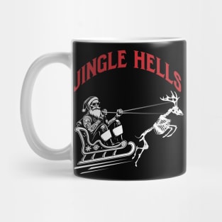 Christmas Jingle Hells Santa with Skeleton Reindeer Mug